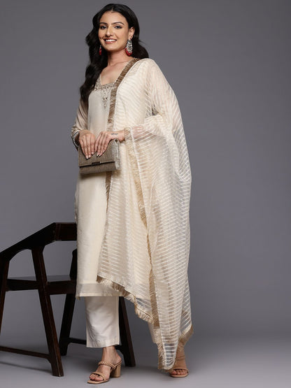 Dhiyona VA Women'sEthnic Motifs Embroidered Kurta with Trousers & With Dupatta