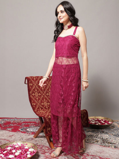 Dhiyona VA Women's Magenta Kurta with Sharara