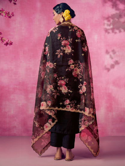 Women Floral Embroidered Regular Kurta Trousers With Dupatta