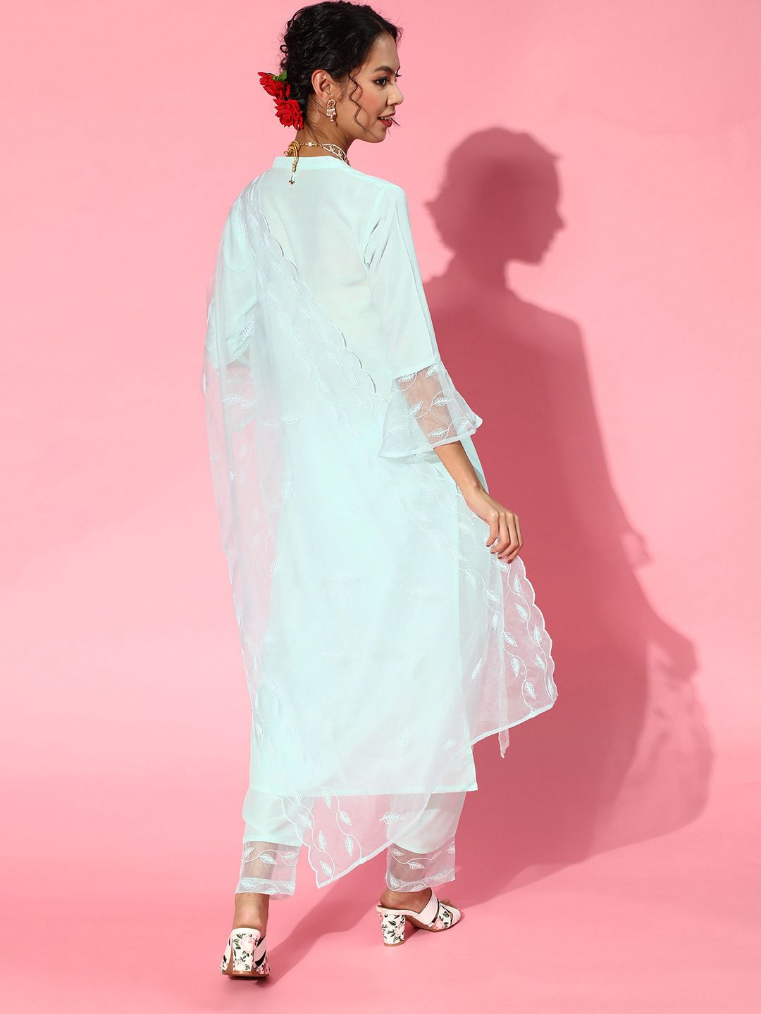 Blue Silk Blend Mandarin Collar Kurta Set