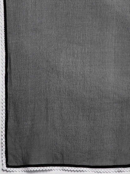 Dhiyona VA Women'sFloral Embroidered V-Neck Pure Cotton Straight Kurta with Trousers & Dupatta