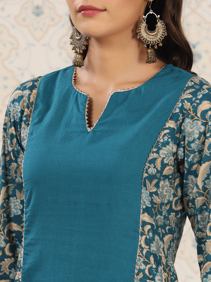 Dhiyona OD  Floral Printed Panelled Gotta Patti Pure Cotton Kurta Set