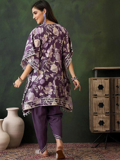 Dhiyona IS Women's Women Printed Kaftan Kurta with Dhoti Pant