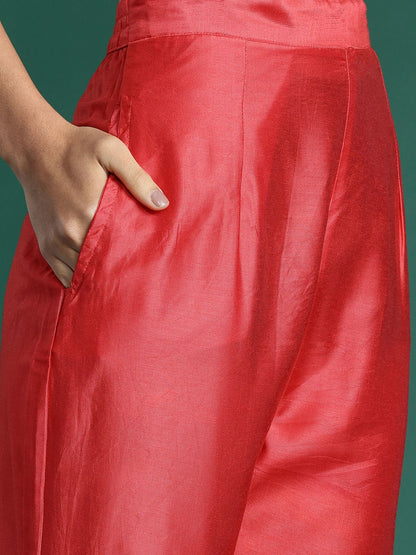 Dhiyona IE Striped Sequinned Chanderi Silk Kurta With Trousers & Dupatta