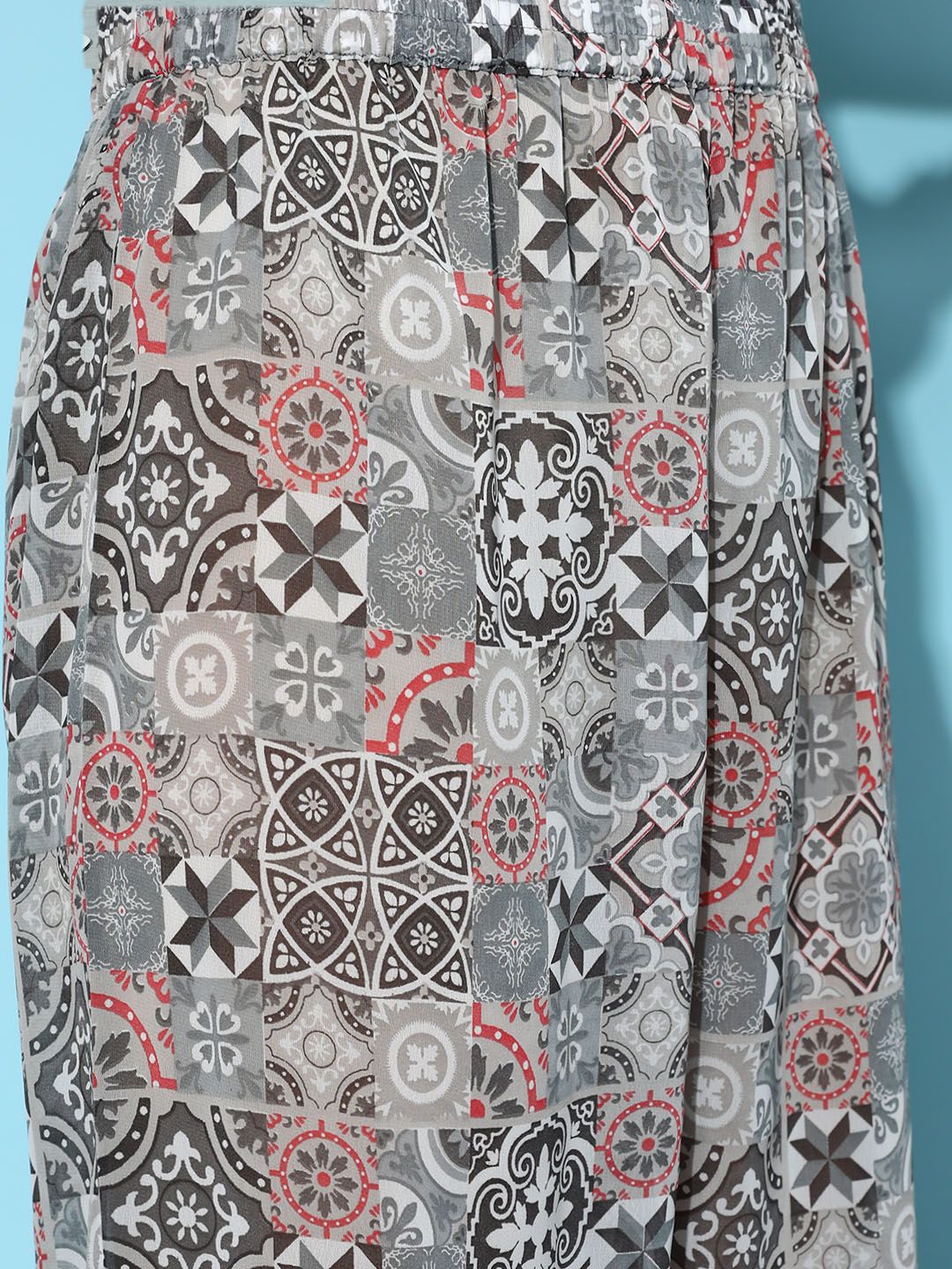 Dhiyona VA Women'sPrinted Silk Georgette Kurta with Trousers