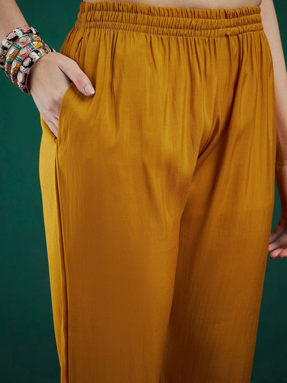 Dhiyona IE Embroidered Regular Sequinned Chanderi Silk Kurta With Trousers & Dupatta