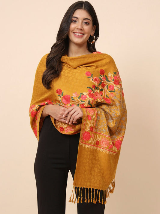 Dhiyona PA Ethnic Motifs Embroidered Shawl