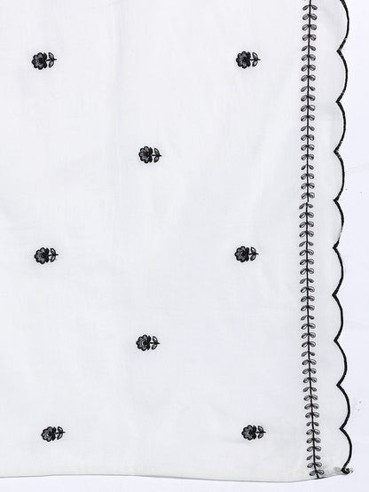 Dhiyona IE Floral Embroidered Pure Cotton Kurta with Trousers & Dupatta