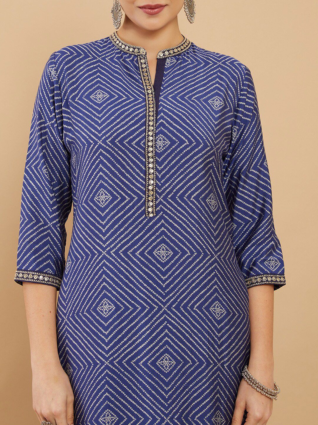 Dhiyona SO Women's Women Blue Printed Kurta with Palazzos