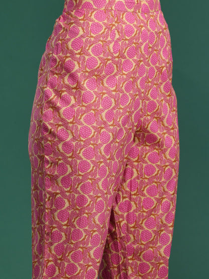 Dhiyona IE Floral Printed Pure Cotton Kurta with Trousers