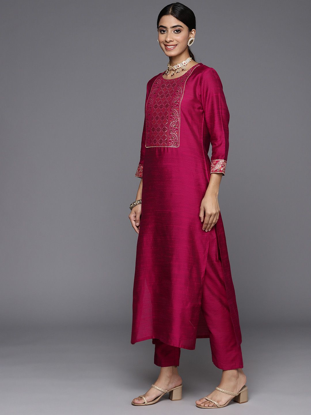 Dhiyona VA Women's Ethnic Motifs Regular Gotta Patti Kurta with Trousers & With Dupatta