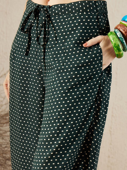 Floral Printed Sequinned Shirt Collar A-Line Kurta with Salwar