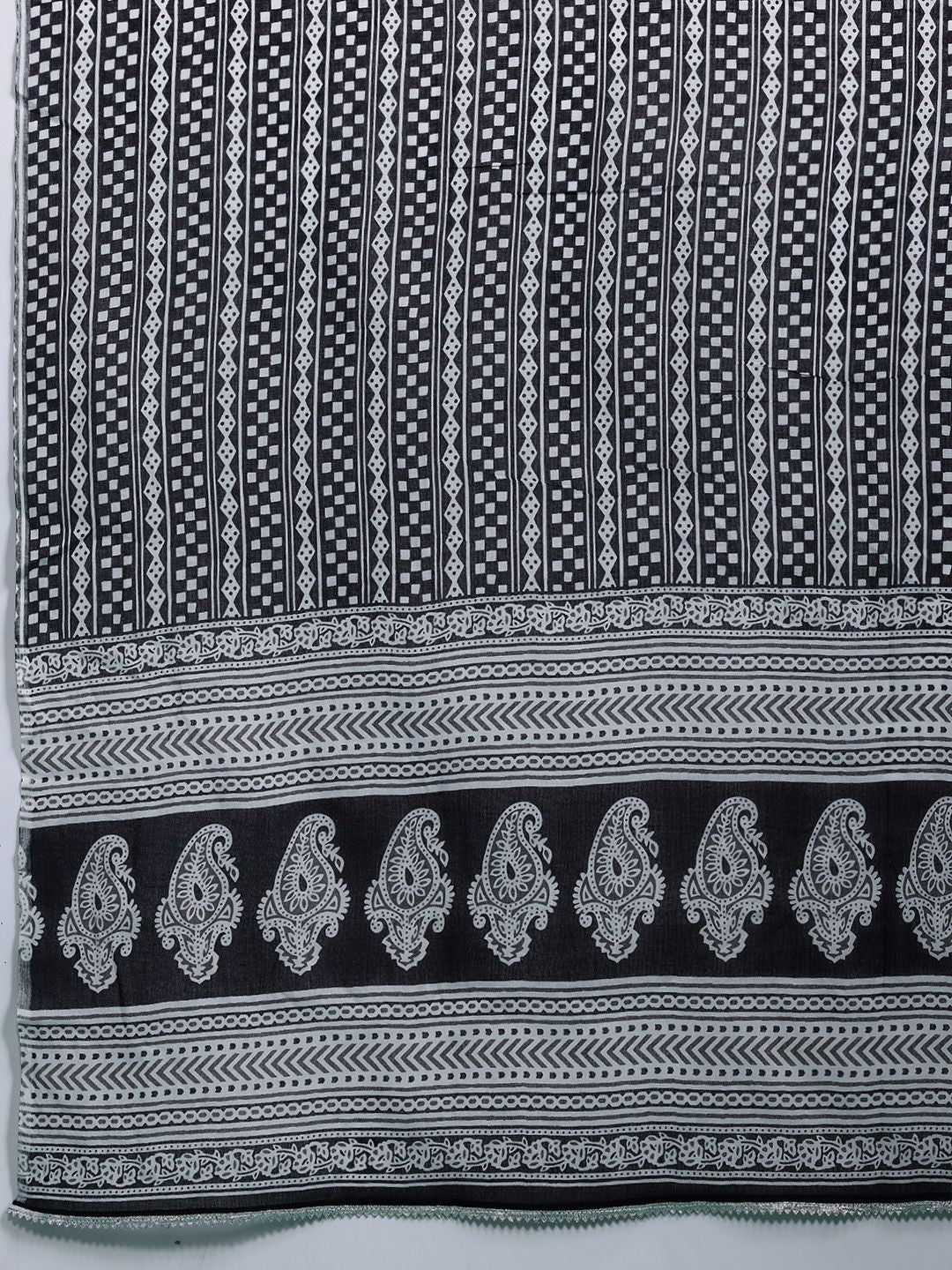 Dhiyona IE Geometric Printed Pure Cotton Kurta with Trousers & Dupatta