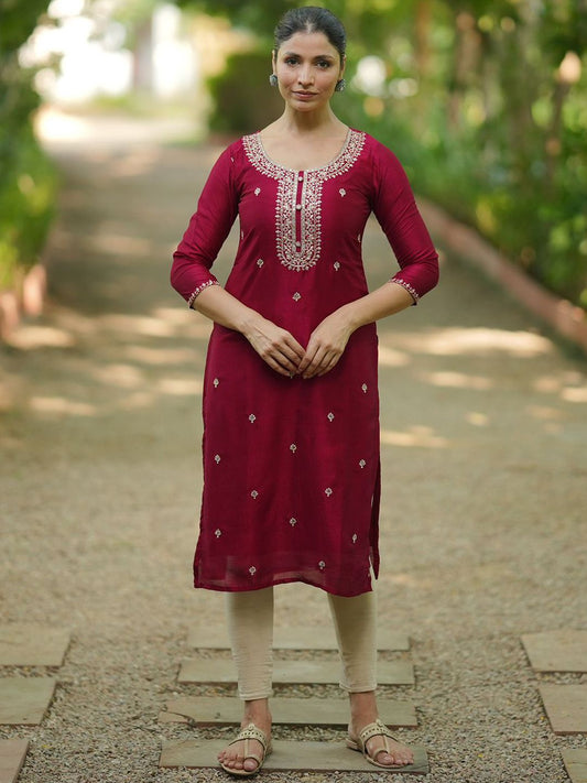 Dhiyona LB Women's Women Ethnic Motifs Embroidered Floral Kurta