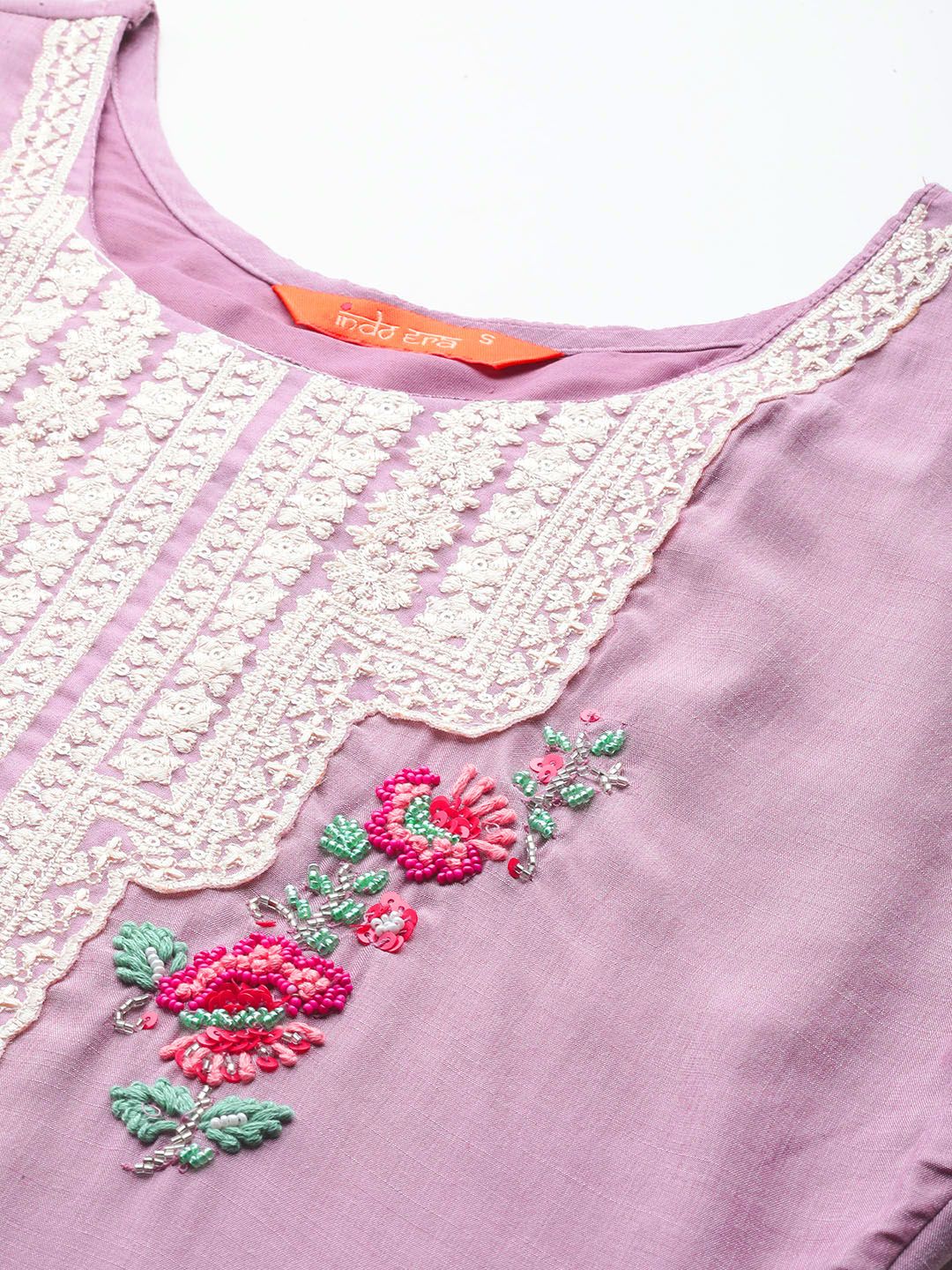 Dhiyona IE Floral Embroidered Regular Thread Work Kurta With Trousers & Dupatta