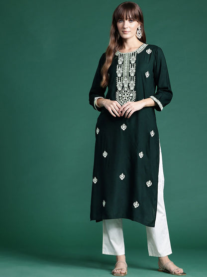 Dhiyona IE Women Ethnic Motifs Embroidered Thread Work Kurta