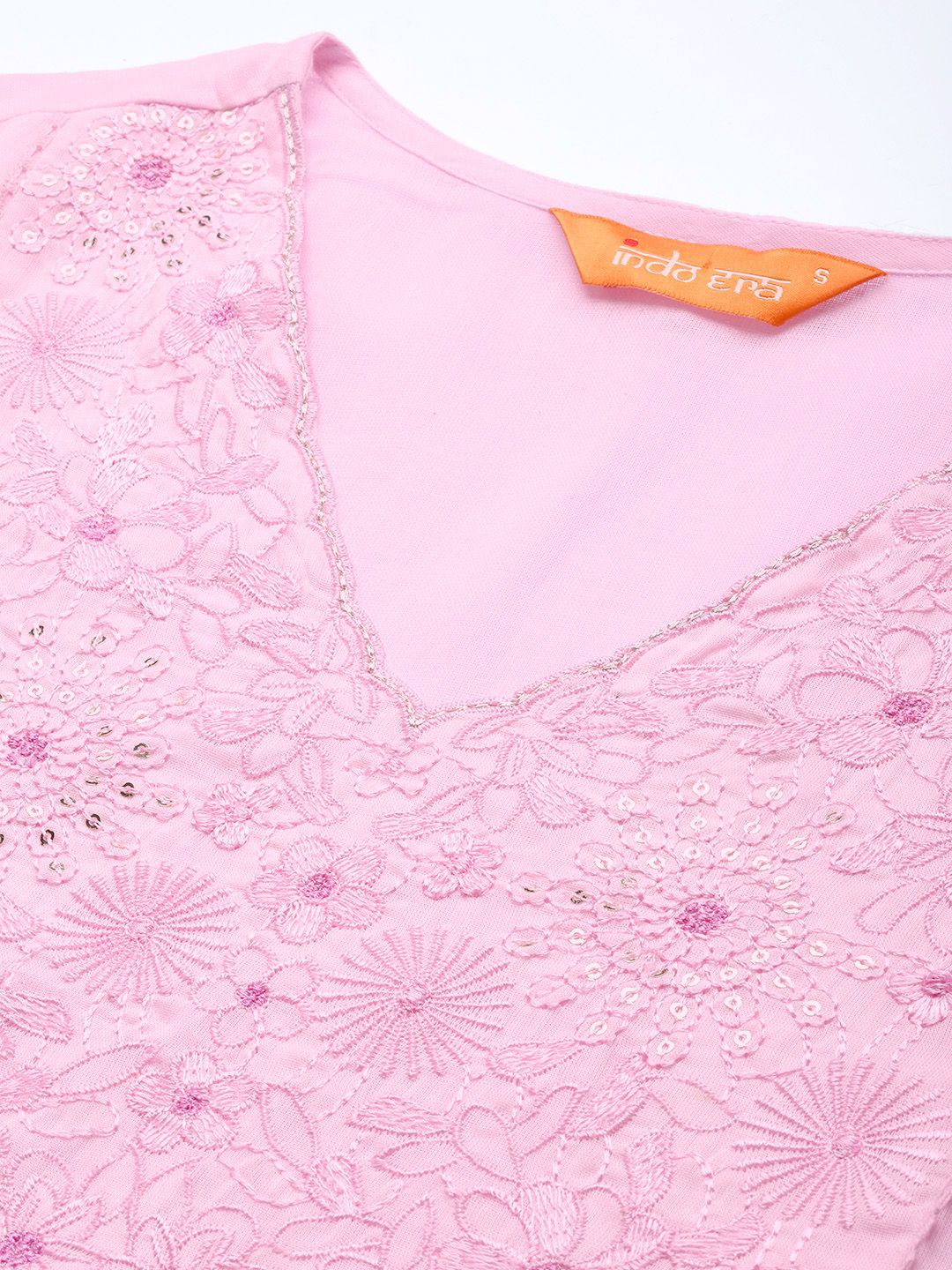 Floral Embroidered Panelled Thread Work Pure Cotton Kurta with Trousers & Dupatta