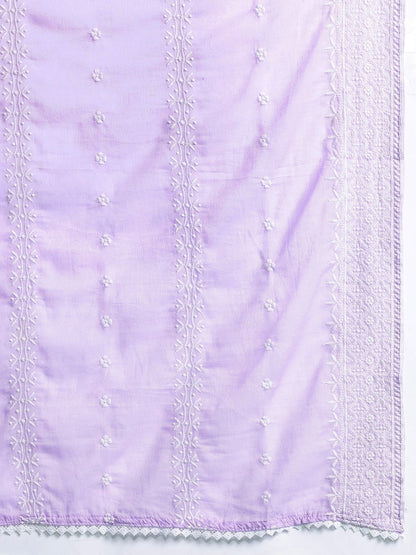 Ethnic Motifs Embroidered Pure Cotton Kurta with Trousers & Dupatta