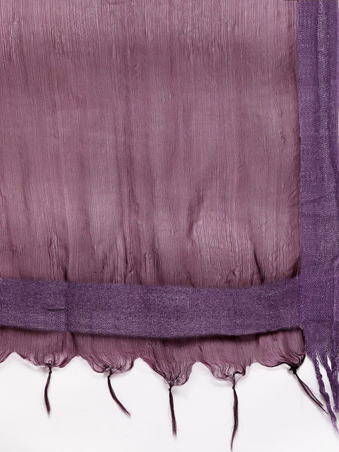 Dhiyona VA Women's Mauve Ethnic Motifs Yoke Design Kurta with Trousers & With Dupatta