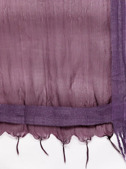 Dhiyona VA Women's Mauve Ethnic Motifs Yoke Design Kurta with Trousers & With Dupatta
