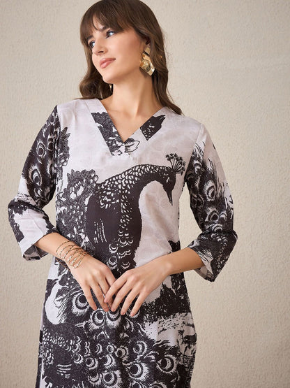 Dhiyona IE Women Floral Printed Regular Pure Cotton Kurta with Trousers