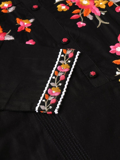 Dhiyona IS Women's Women Floral Embroidered Regular Thread Work Kurta with Trousers & With Dupatta