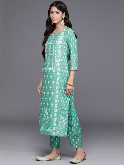 Dhiyona VA Women's Floral Printed Regular Kurta with Trousers