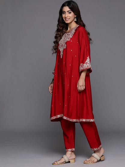Dhiyona VA Women'sPaisley Embroidered Zari Kurta with Trousers & Dupatta