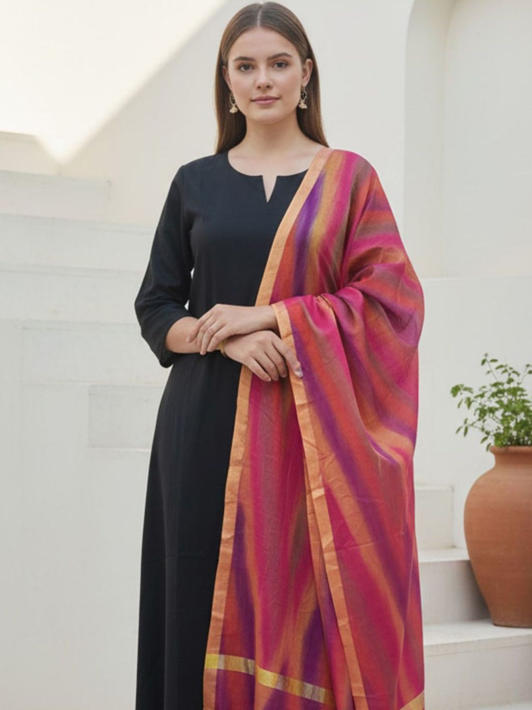 Women Regular Kurta with Trousers & With Dupatta
