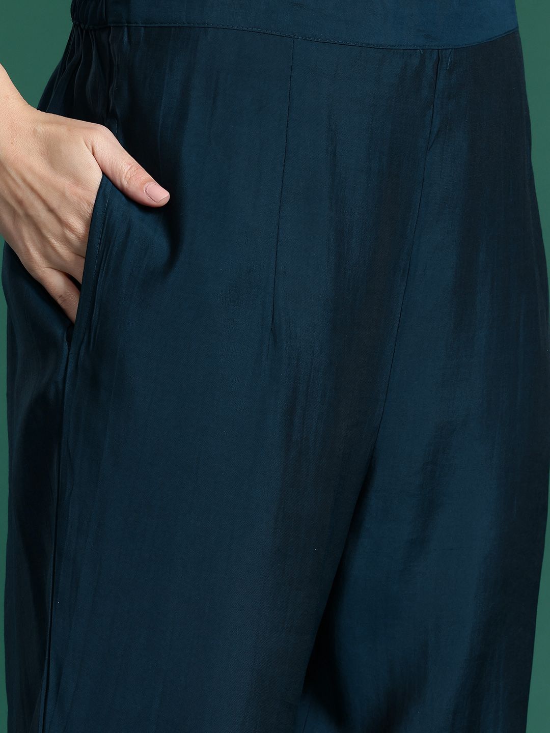 Ethnic Motifs Embroidered Panelled Sequinned Kurta with Trousers & With Dupatta