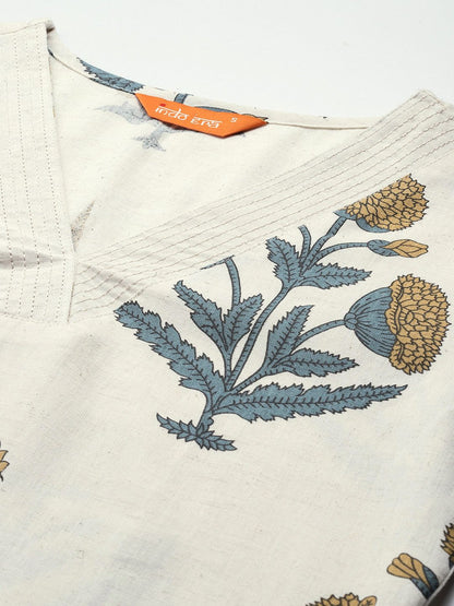 Floral Printed Regular Pure Cotton Kurta with Palazzos