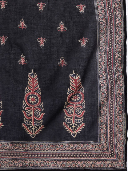 Dhiyona IE Floral Embroidered Thread Work Pure Cotton Kurta with Trousers & Dupatta