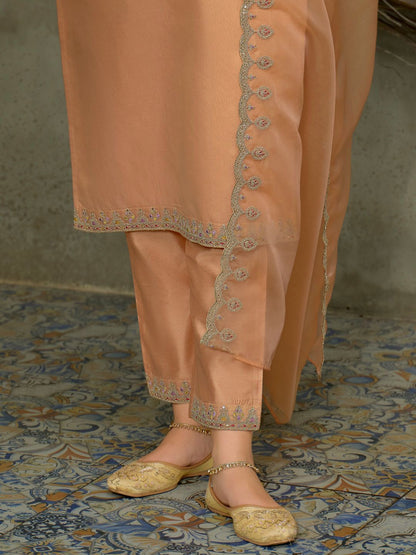 Dhiyona IE Women's Women Floral Embroidered Regular Sequinned Kurta With Trousers & Dupatta