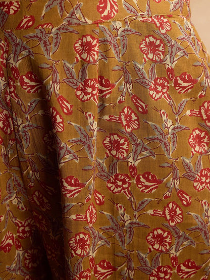 Dhiyona IE Floral Printed Pure Cotton Straight Kurta with Trousers
