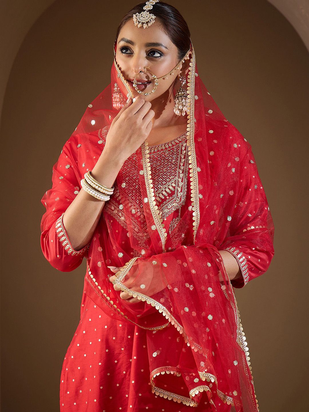 Dhiyona IE Women Embroidered Regular Kurta with Trousers & With Dupatta