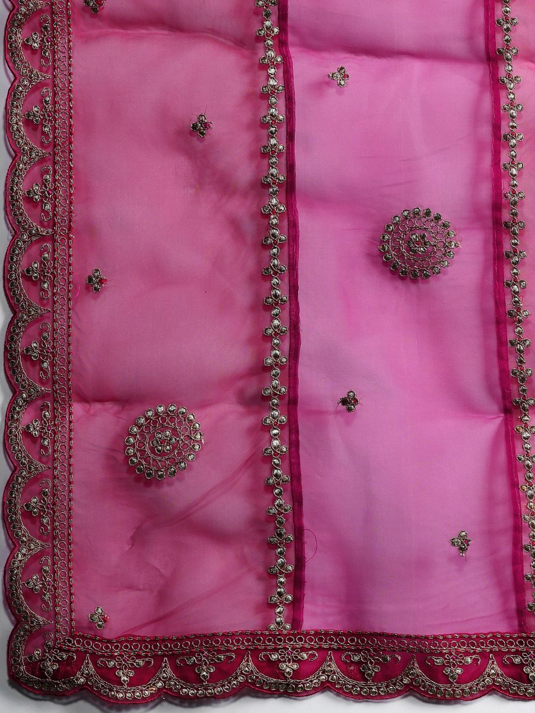 Floral Embroidered Sequinned Kurta With Trousers & Dupatta