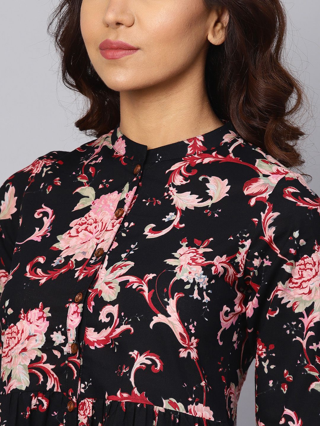 Dhiyona AY Women's Black Printed Fit and Flare Dress