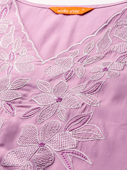 Floral Embroidered Kurta with Trousers & Dupatta