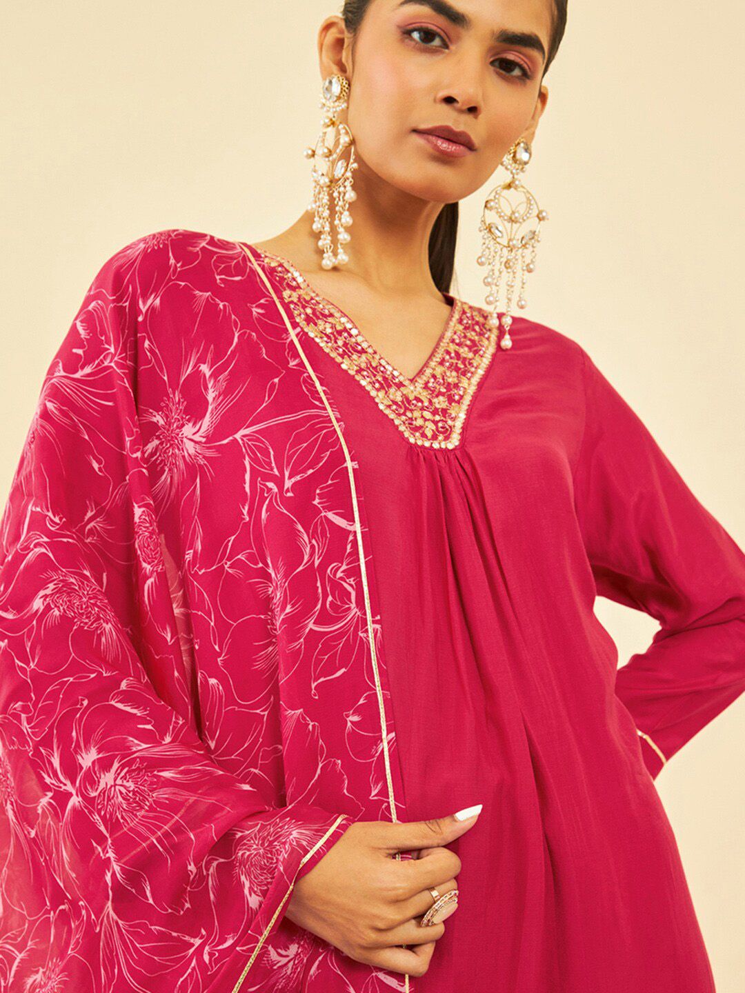 Dhiyona SO Women's Regular Gotta Patti Kurta with Trousers & Dupatta
