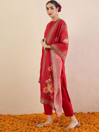Dhiyona IE Women Solid Kurta with Pyjama & Dupatta
