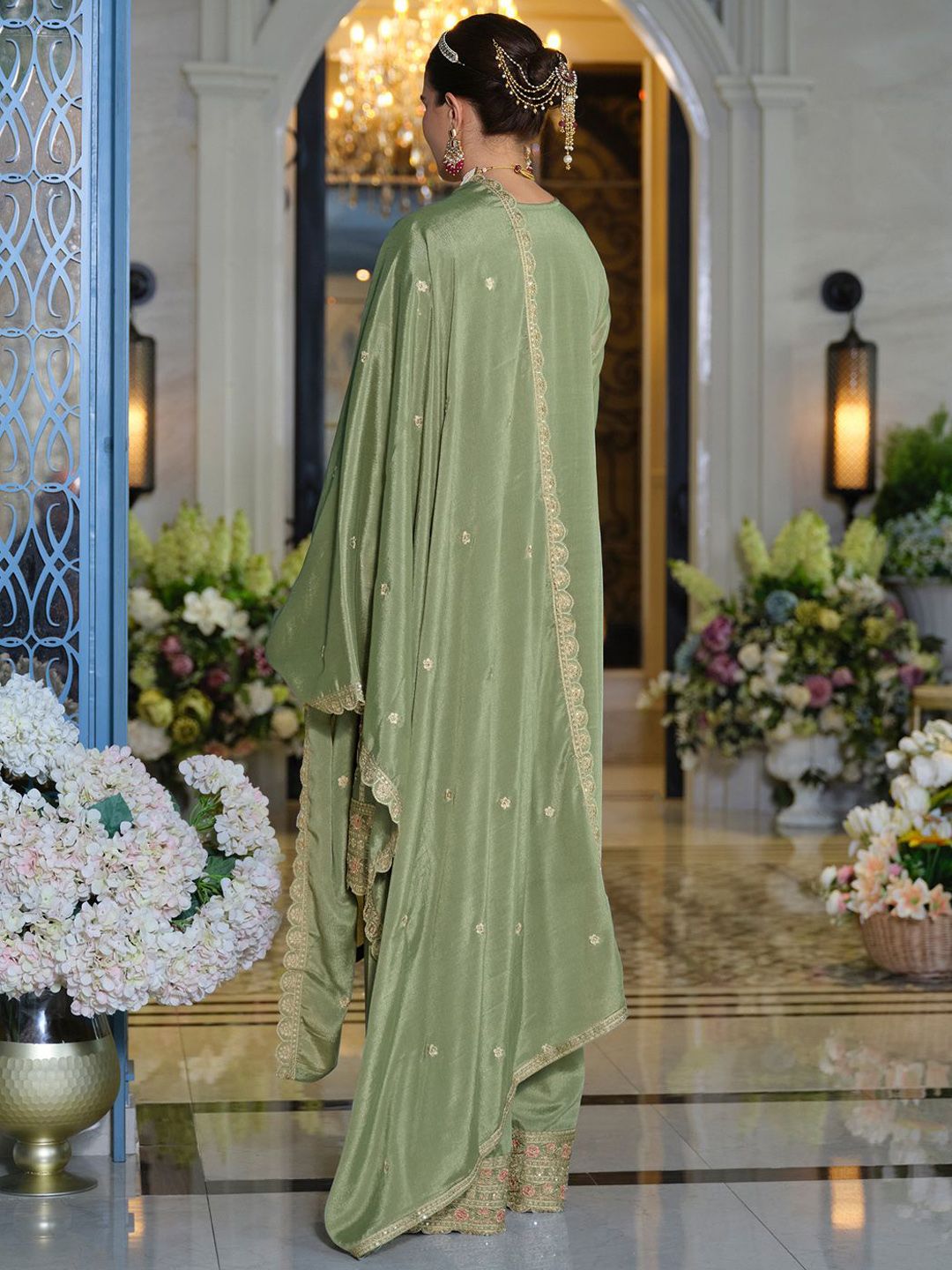 Women Ethnic Motifs Embroidered Sequinned Kurta with Trousers & Dupatta