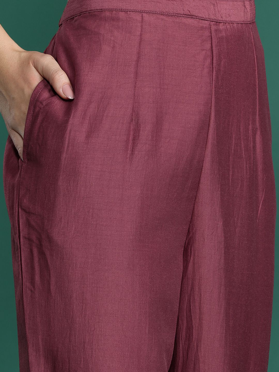 Floral Yoke Design Sequinned Kurta With Trousers & Dupatta