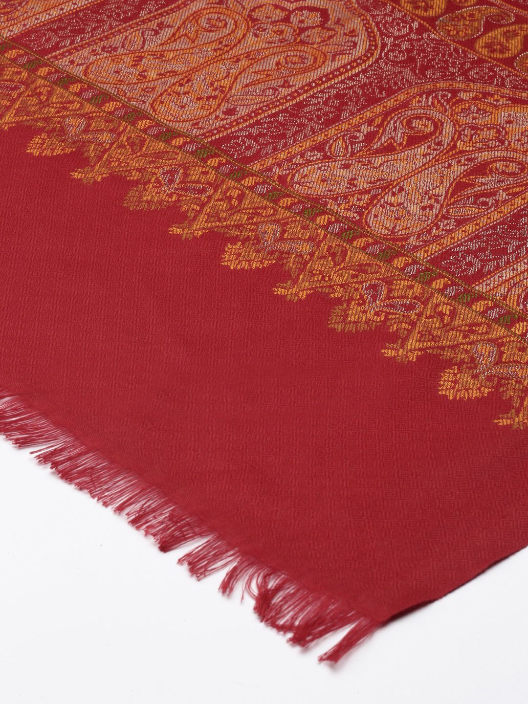 Dhiyona PA Women Maroon Woven-Design Shawl
