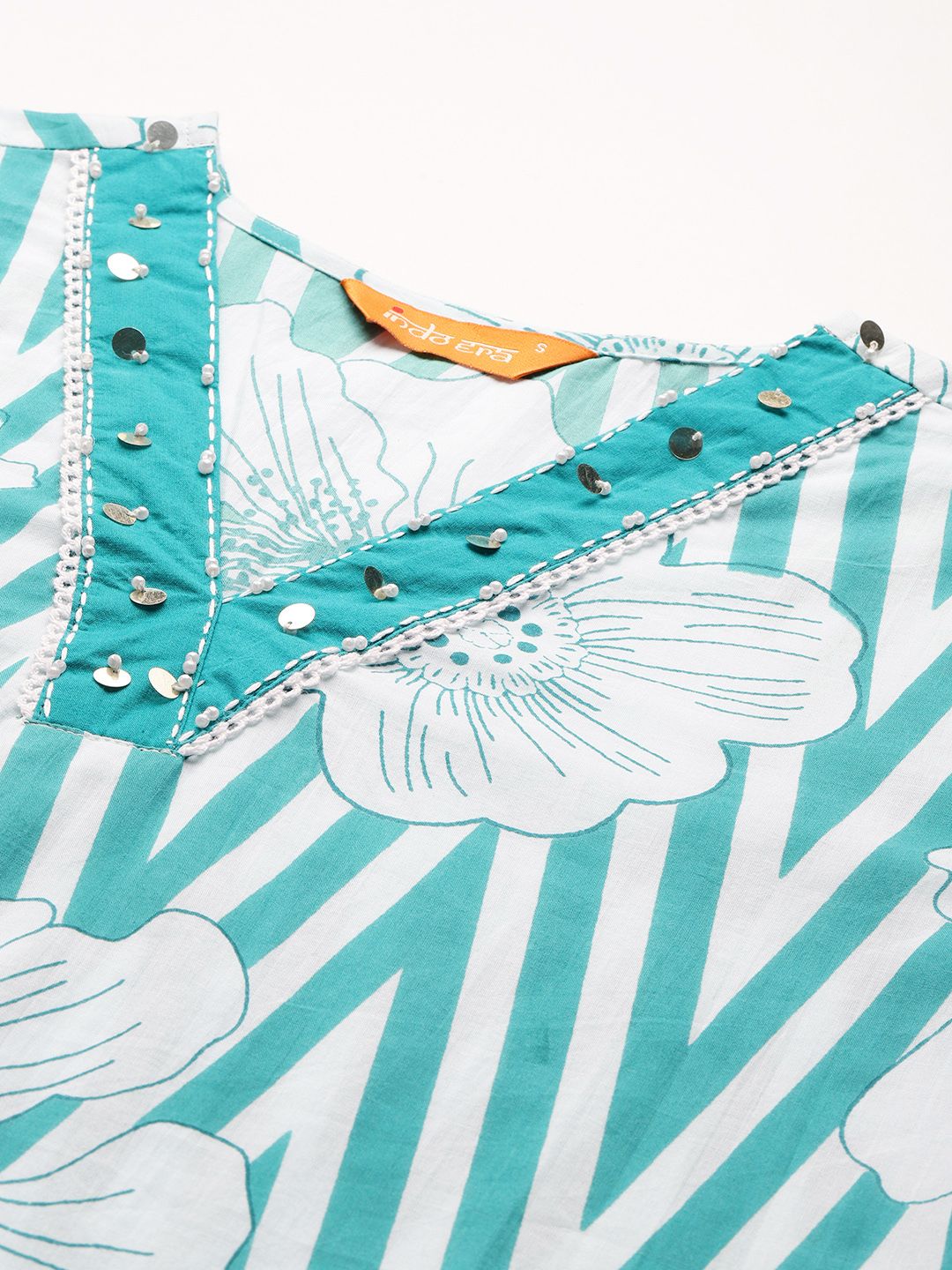 Floral Printed Pure Cotton Kurta with Trousers