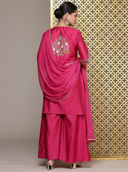 Dhiyona PD Women Floral Embroidered Thread Work Jashn Kurta with Palazzos & Dupatta