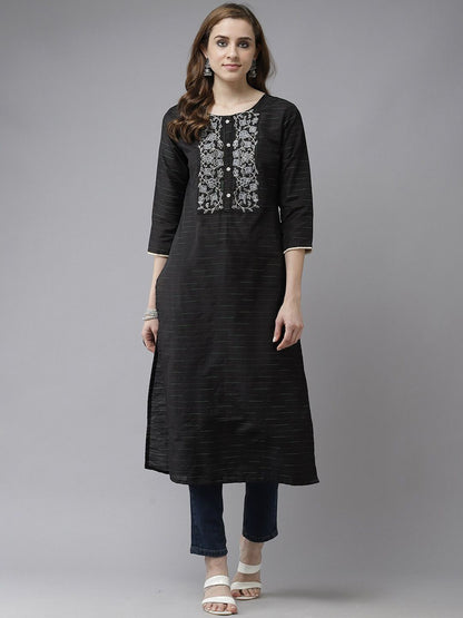 Dhiyona IE Women Ethnic Motifs Embroidered Straight Kurta