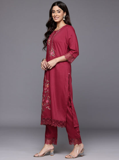 Dhiyona VA Women's Embroidered Kurta with Trousers & Dupatta