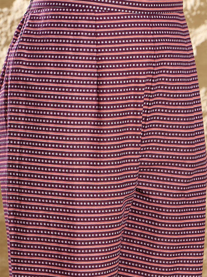 Floral Printed Pure Cotton V-Neck Straight Kurta With Trousers And Dupatta