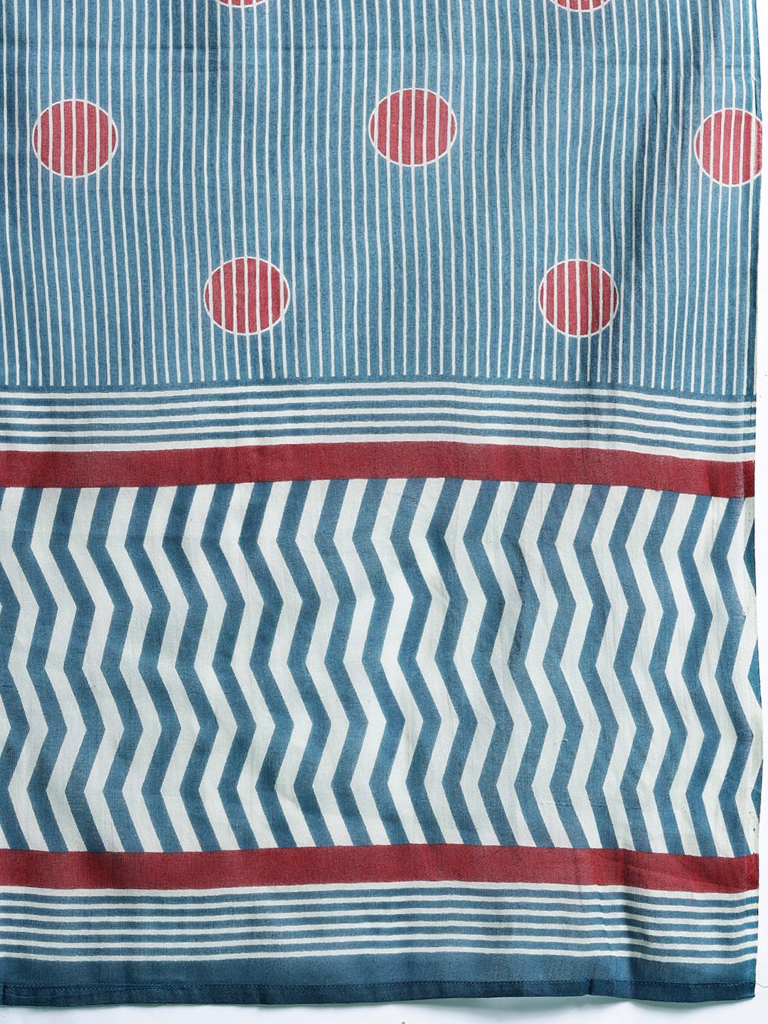 Striped Pure Cotton Kurta With Trousers & Dupatta