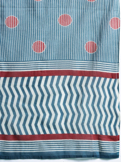 Striped Pure Cotton Kurta With Trousers & Dupatta